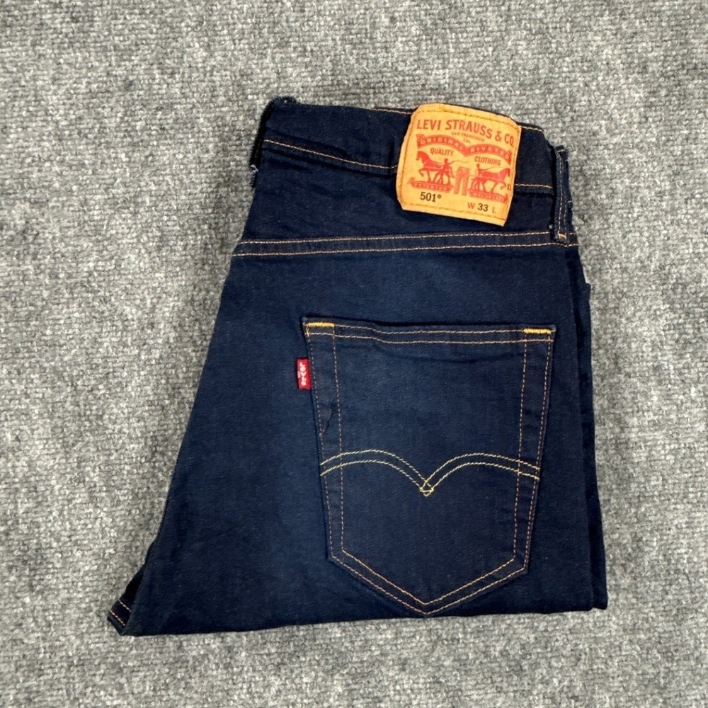 Levis 501 Original Shorts Mens W33 Dark Wash Denim Button Fly 36512-0187